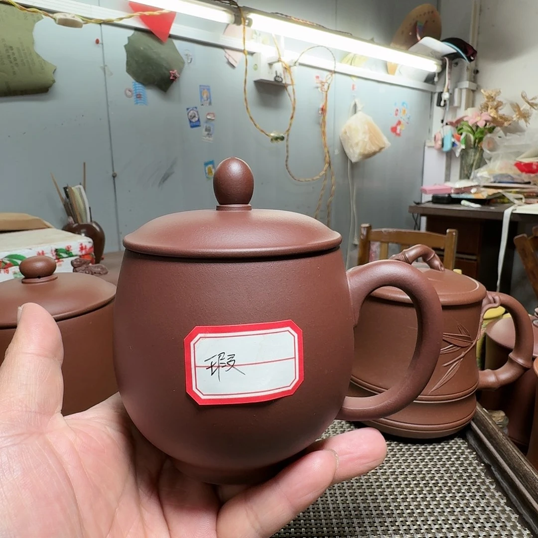 紫砂茶杯雨*宜兴紫砂盖杯家用