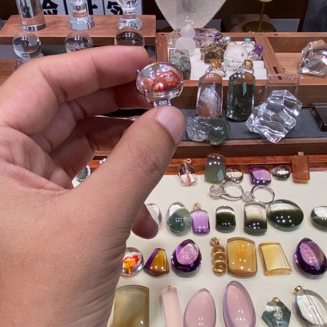 娜***娜水晶银S925镶嵌戒指胶花