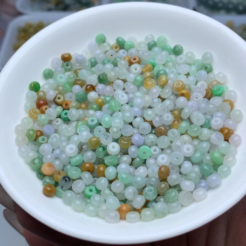 【闪购商品】翡翠手链未镶嵌卡3乘4.5冰三彩算盘60颗