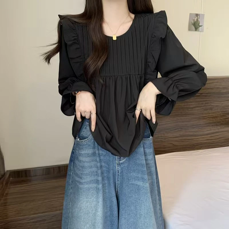 衬衫显瘦气质衬衣长袖时尚宽松韩版设计感显瘦气质衬衣长袖时尚