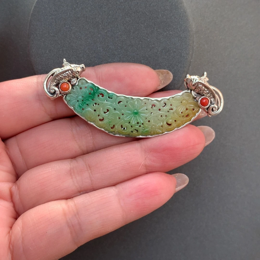 翡翠颈饰银S925镶嵌设计款