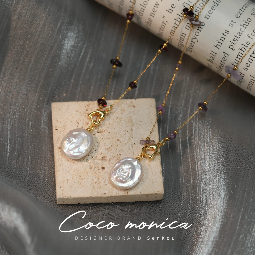 【小霞珠宝】水晶石榴石时尚百搭复古小众简约设计师精致项链WE533