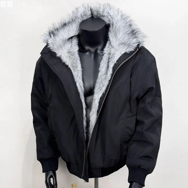 潮牌轻奢高端男士冬季保暖外套座山雕加绒二代加厚外套重磅帆布棉