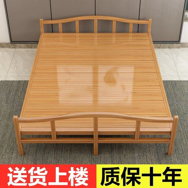 乌市发货新疆包邮竹床可折叠床单人双人简易家用成人午休凉床出租