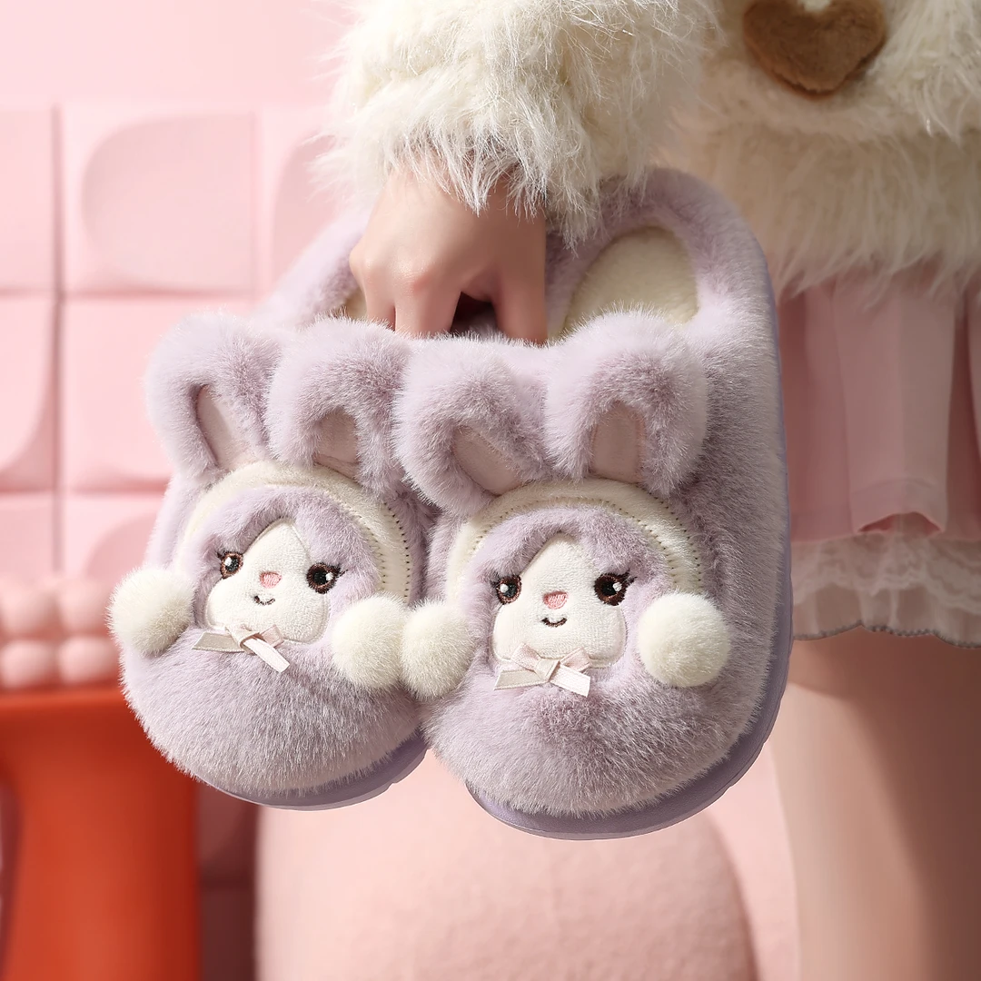 可爱兔子棉拖鞋女秋冬季2025新款室内居家用防滑毛绒保暖棉拖女士