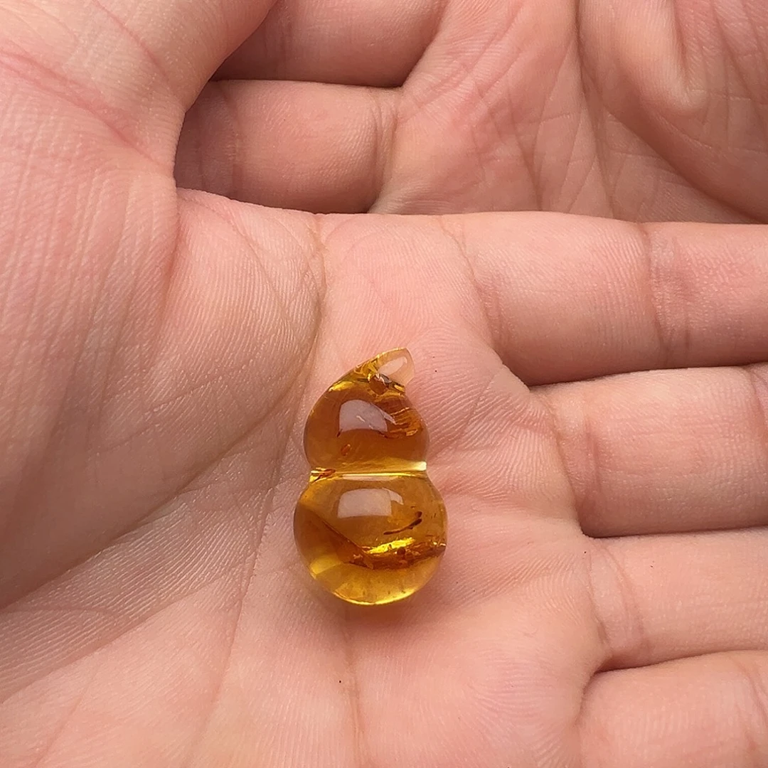 琥珀（花珀）颈饰未镶嵌花珀葫芦提溜吊坠