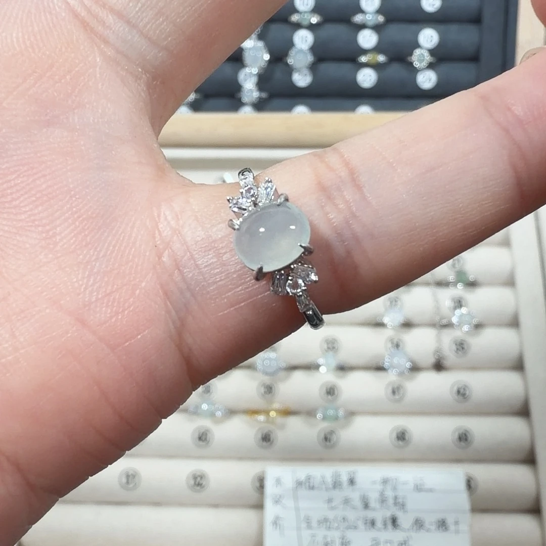 不***名翡翠银S925镶嵌戒指