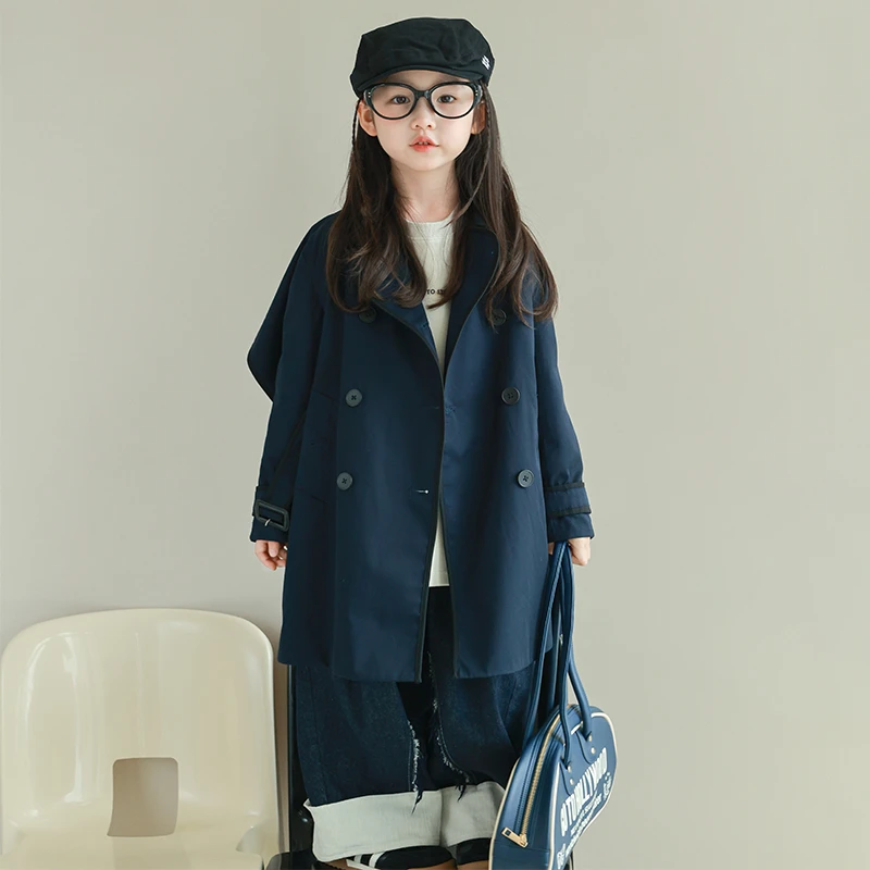 utouto大耳象女童扣腰带风衣外套 打褶直筒裤2024秋季新款2307867