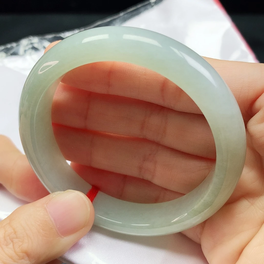 未镶嵌手镯翡翠52.4圈口冰湖水绿835