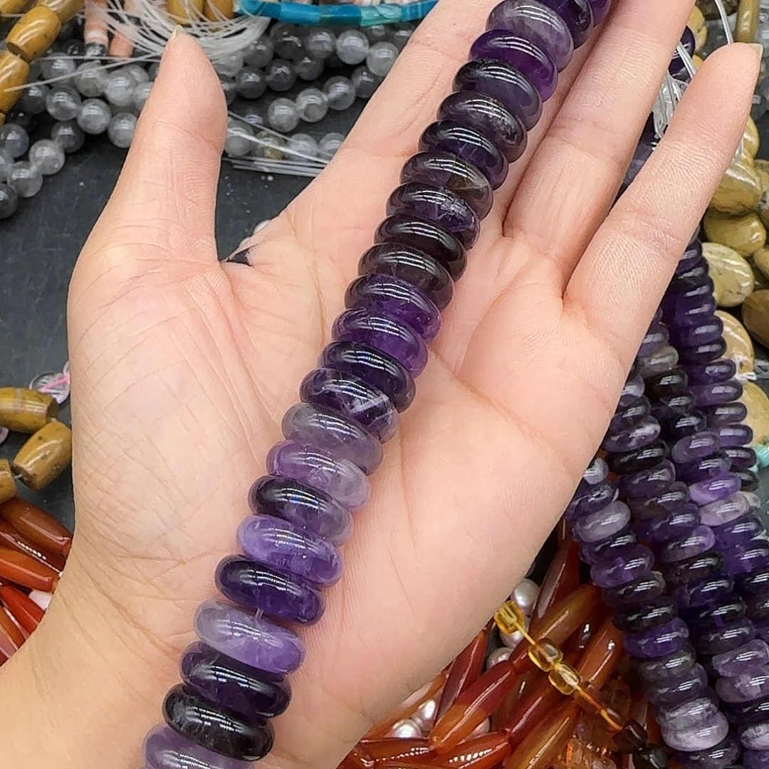 玛瑙/玉髓合金珠宝半成品紫水晶15mm半条