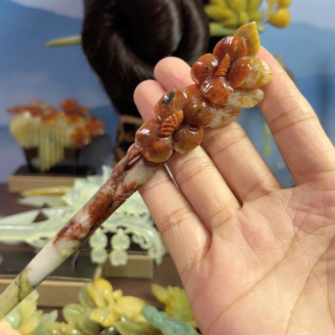 蛇纹石玉发饰合金