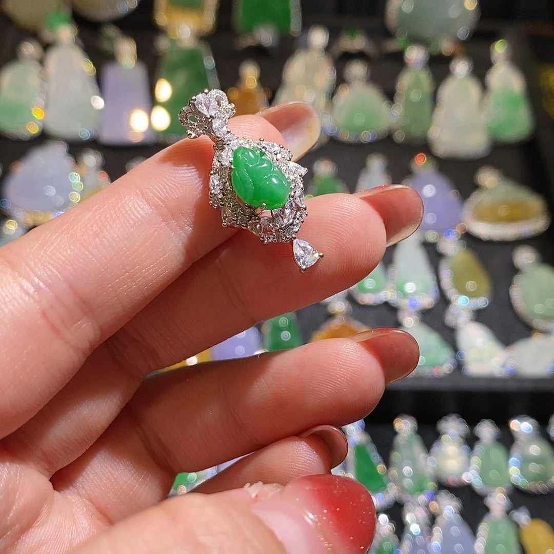 颈饰银S925镶嵌翡翠天然翡翠