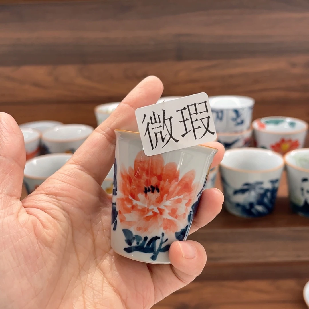 釉下手绘茶具微瑕