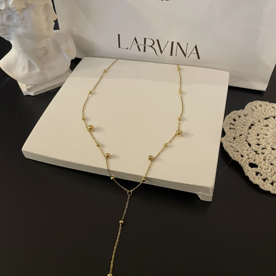钛钢项链 钛钢项链 LARVINA Y型小金球项链