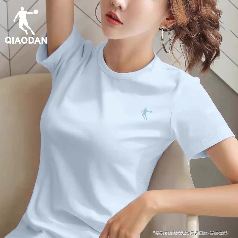 乔丹运动短袖t恤女夏季2025新款正肩宽松透气圆领速干跑步上衣女