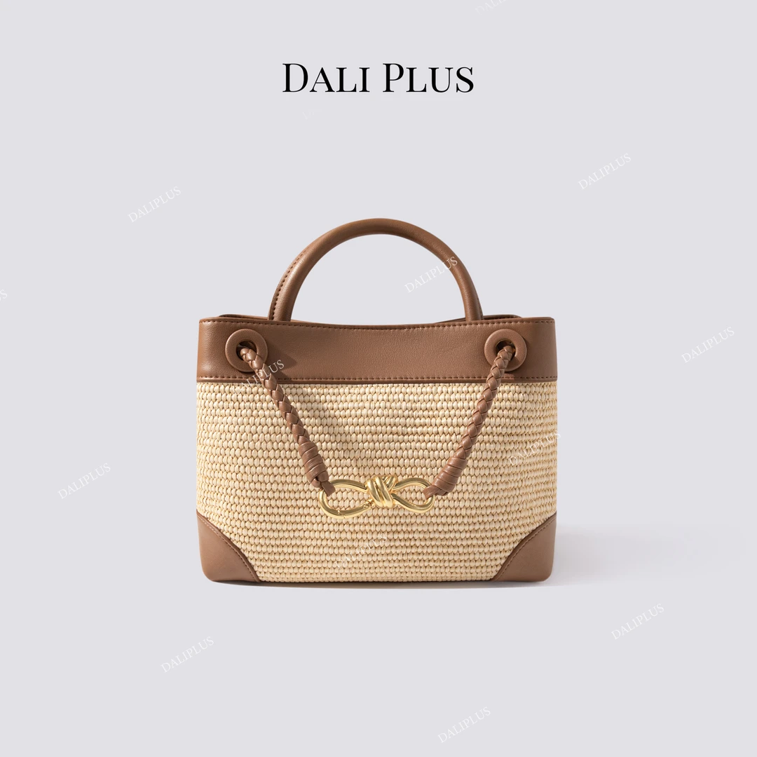 DALI PLUS“草编拼接撞色真皮包” 托特包-D5PS1179