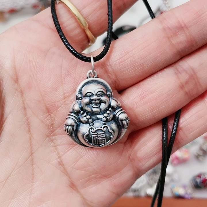 珐琅吊坠足银中号佛公