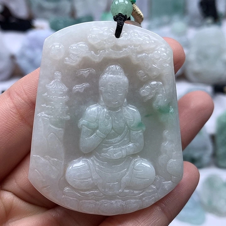 翡翠未镶嵌颈饰阿尼陀佛卡厚装8