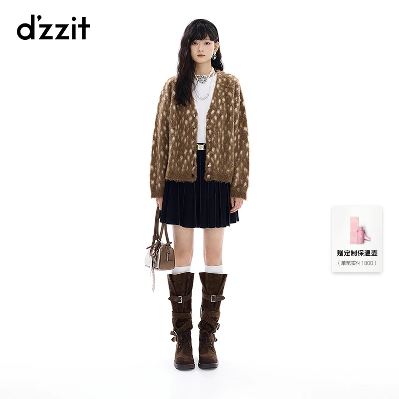 【新品】dzzit地素针织衫25冬美拉德V领上衣女3J4E5236W