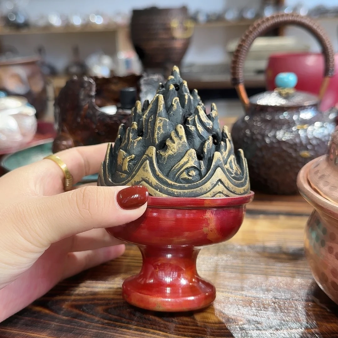 紫铜手工博山炉一个