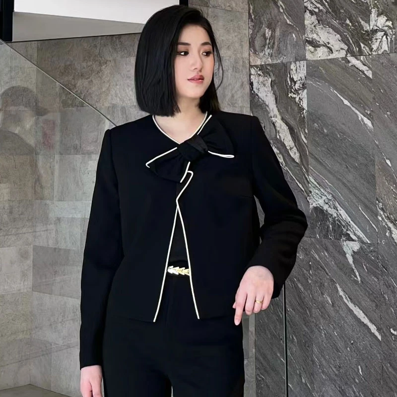 {专柜}正品商场同款2025春秋百搭气质圆领蝴蝶结开衫外套540021