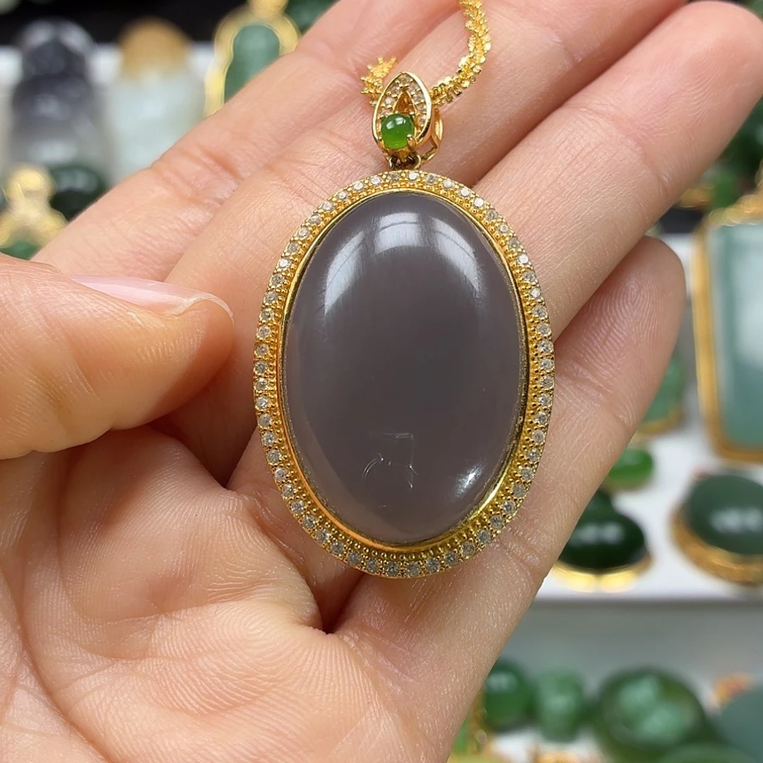 和田玉银S925镶嵌颈饰