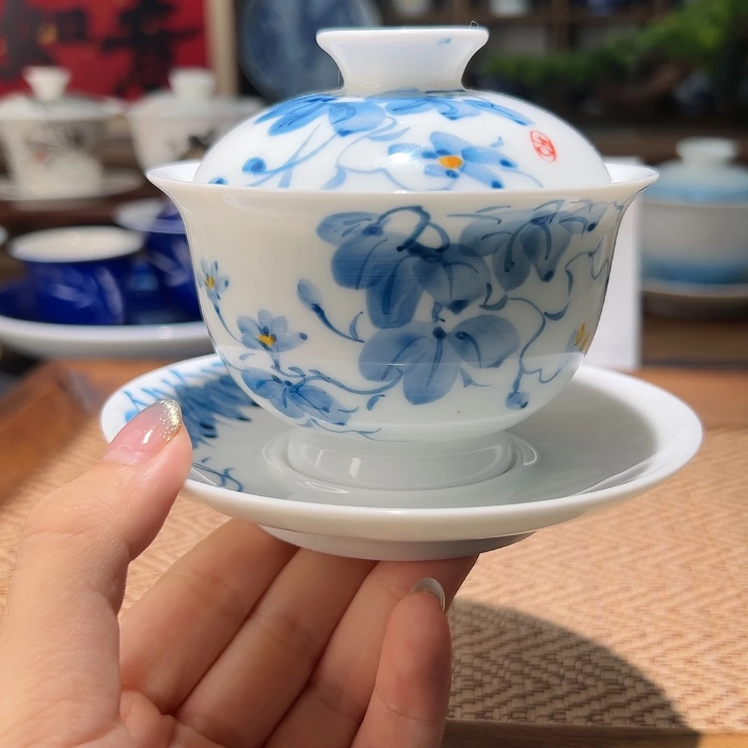 【闪购商品】手绘盖碗。