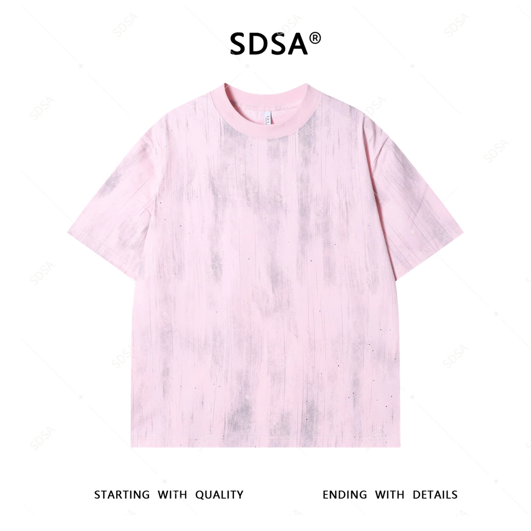 SDSA夏季新款男士痞帅韩系扎染满天星设计短袖T恤时尚圆领上衣潮