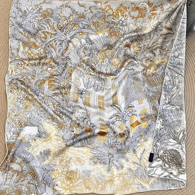 丝巾斜纹常规不掉色不起球双面成人大方提花中国风110×110  2014