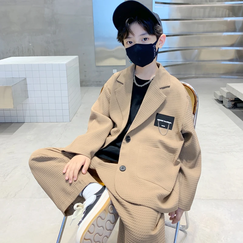 男童西装套装帅气2025新款春秋儿童休闲衣服男大童春装西服英伦风