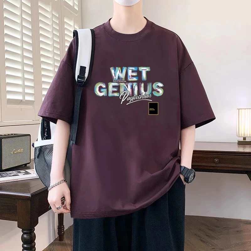 重磅纯棉短袖t恤男夏季潮牌印花半袖男宽松休闲青少年体恤衫上衣