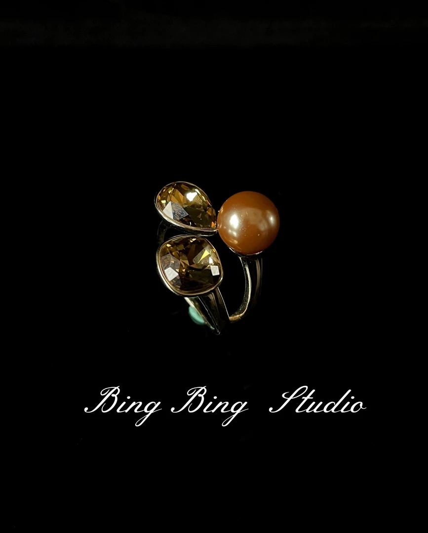 铜合金戒指 BingBing Studio轻奢 字母经典珍珠高级百搭耳环