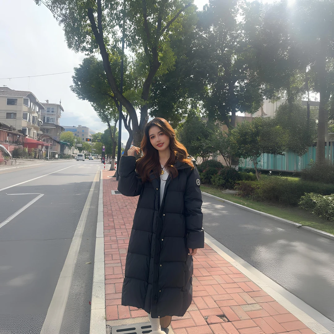 雪山系列2.0 90国标白鸭绒 长款时尚连帽羽绒服情侣加厚保暖