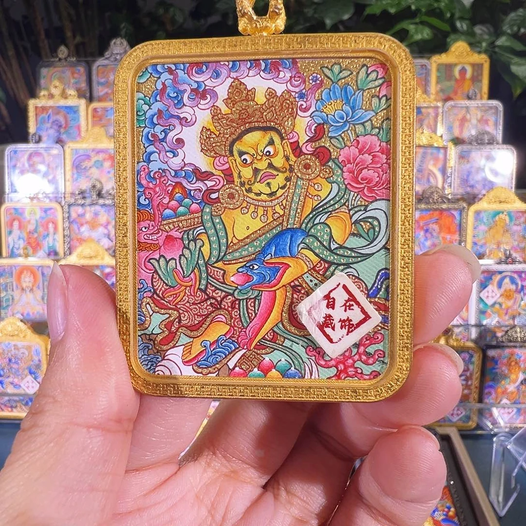 吊坠黄财热贡纯手绘唐卡