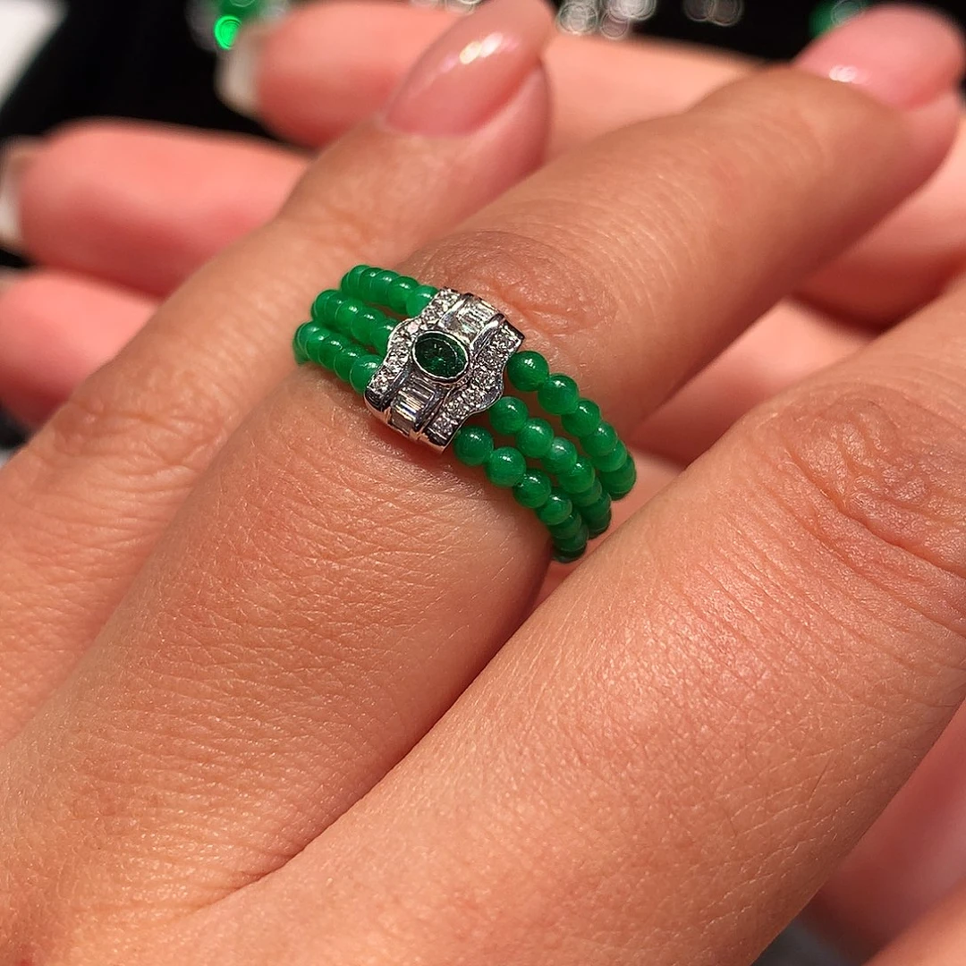 翡翠18K金镶嵌戒指