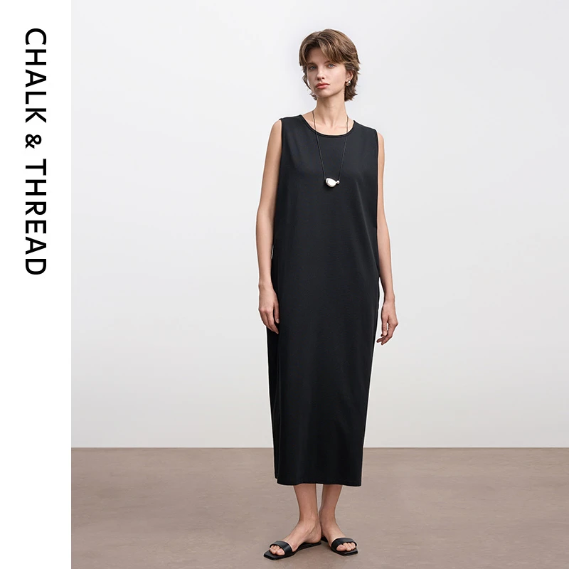 CHALK&THREAD极简无袖圆领背心式长裙