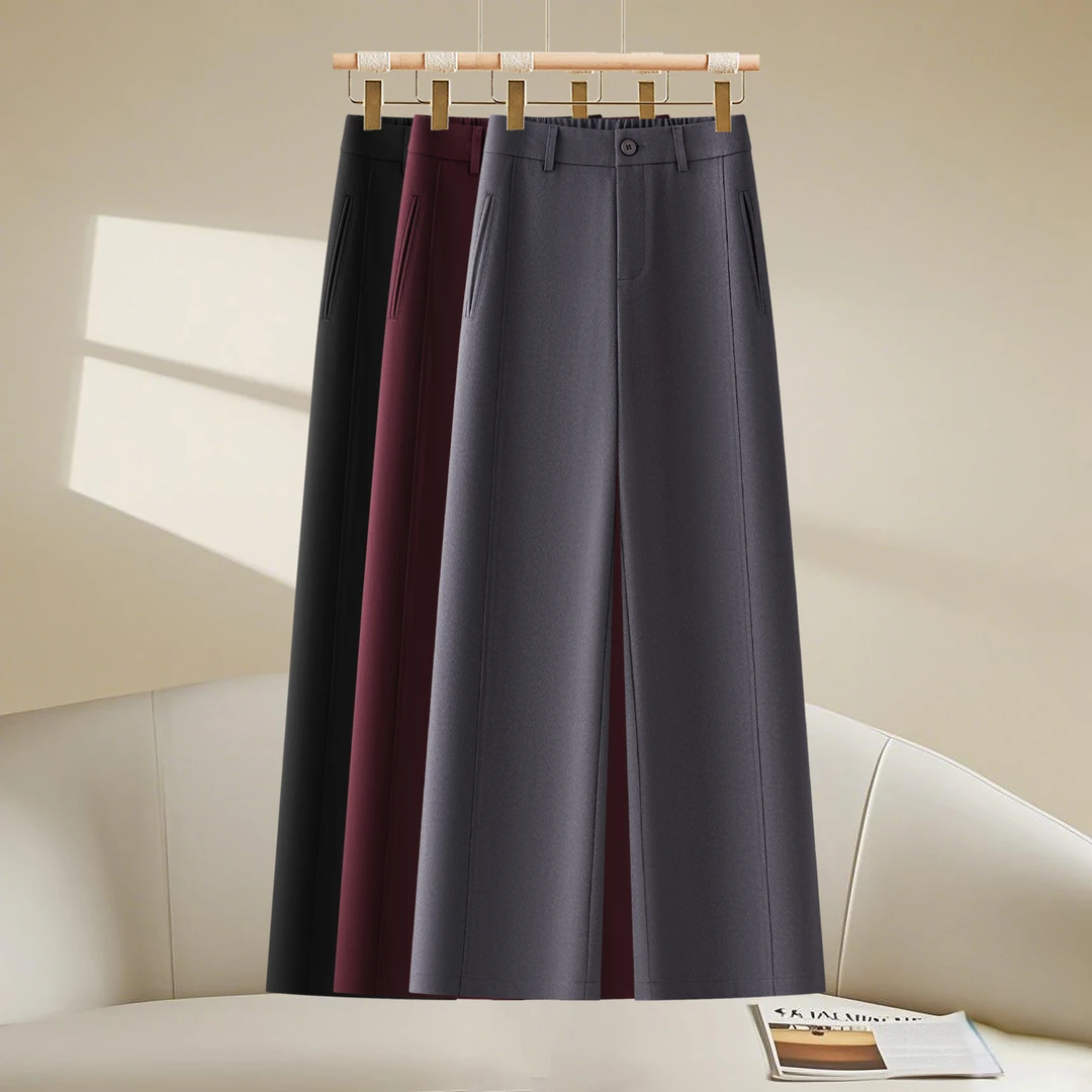 高端灰色西装阔腿裤秋季2025新款垂感宽松梧桐裤超好看休闲直筒裤