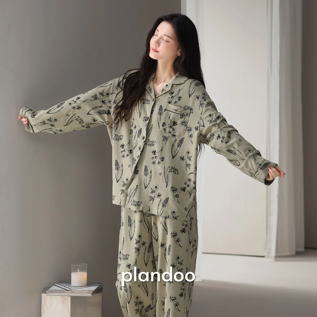 帕兰朵睡衣女2025新款秋冬高级感纯棉长袖大码可外穿家居服套装