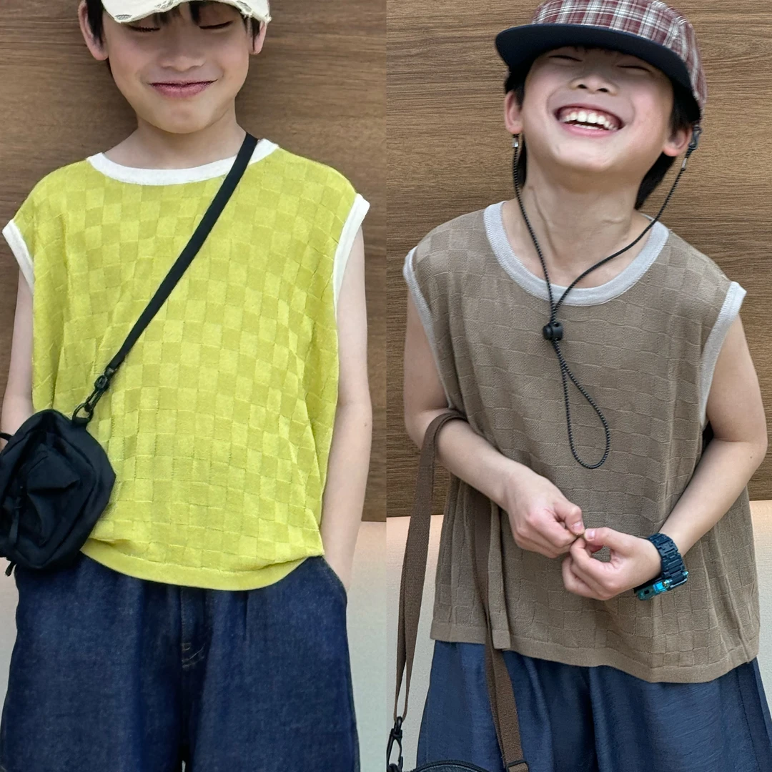 vilimama儿童背心夏季凉爽无袖拼色针织背心马甲55489