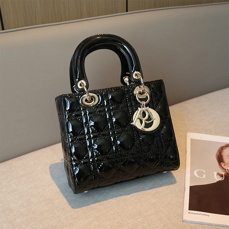 【漆皮款】戴妃包漆皮亮面皮高级洋气手提斜挎包