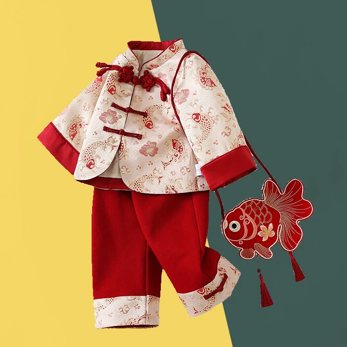 女童汉服套装秋装儿童国风中式唐装生日抓周宴宝宝一周岁礼服春秋