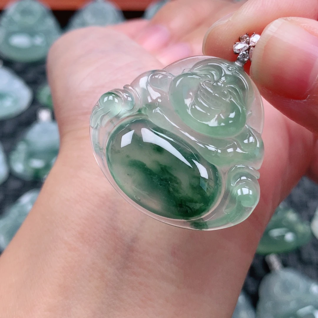 翡翠18K金镶嵌吊坠(不含链)