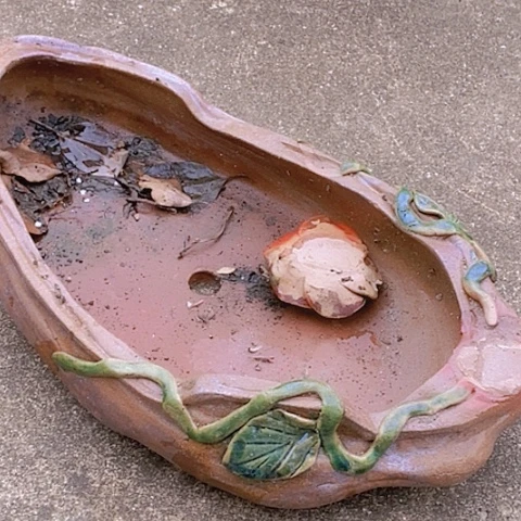 紫砂花盆长40宽21高7瑕疵