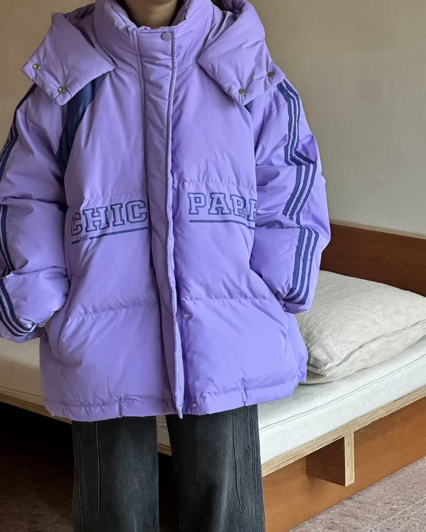 412254《紫》优选韩版儿童休闲百搭时尚连帽洋气羽绒服