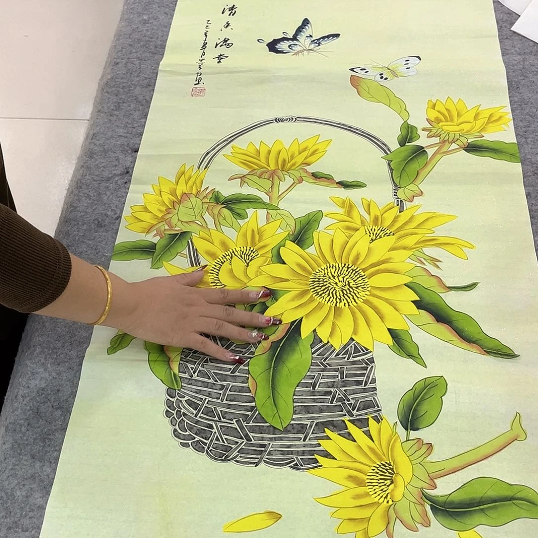 书法纯手绘山水花鸟