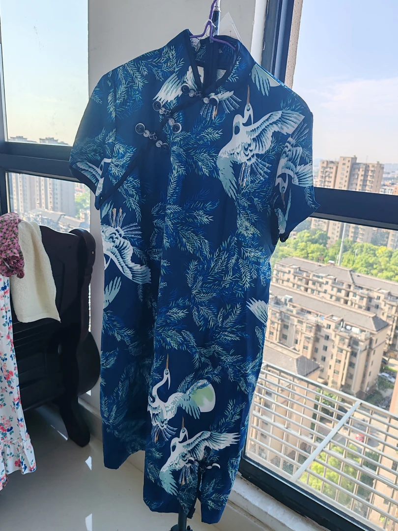 半袖长袖中国风休闲常规款蓝色日常立领少女风旗袍