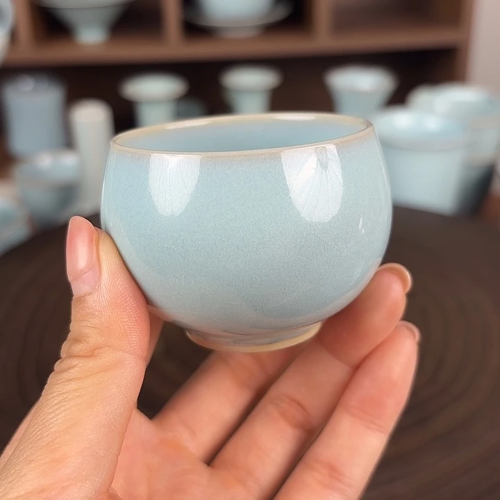 杯子开播福利品茗杯特价天青釉