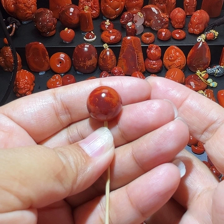 南红玛瑙未镶嵌配饰瓦西南红火焰纹圆珠15.3mm