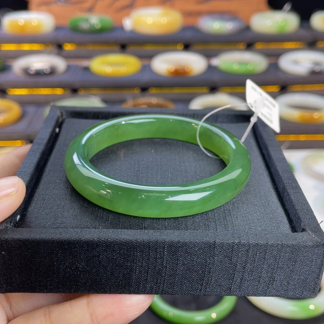 未镶嵌手镯和田玉-冰阳绿猫眼52