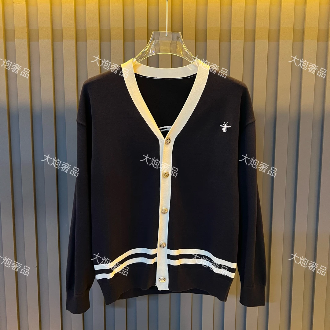 D家高端高端奢侈品刺绣开衫休闲百搭针织衫轻奢毛衣【大炮】